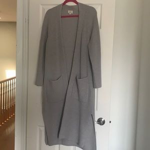 Wilfred long grey wool knit cardigan